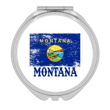 Montana : Gift Compact Mirror Flag Distressed Souvenir State USA Christmas Coworker