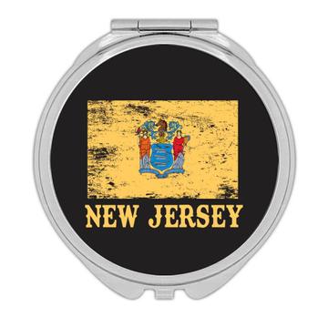 New Jersey : Gift Compact Mirror Flag Distressed Souvenir State USA Christmas Coworker