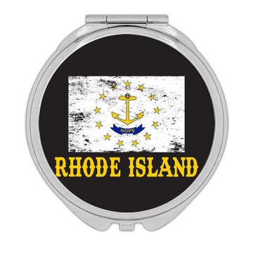 Rhode Island : Gift Compact Mirror Flag Distressed Souvenir State USA Christmas Coworker