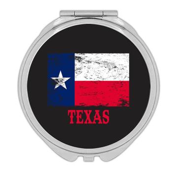 Texas : Gift Compact Mirror Flag Distressed Souvenir State USA Christmas Coworker