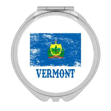 Vermont : Gift Compact Mirror Flag Distressed Souvenir State USA Christmas Coworker
