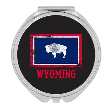 Wyoming : Gift Compact Mirror Flag Distressed Souvenir State USA Christmas Coworker