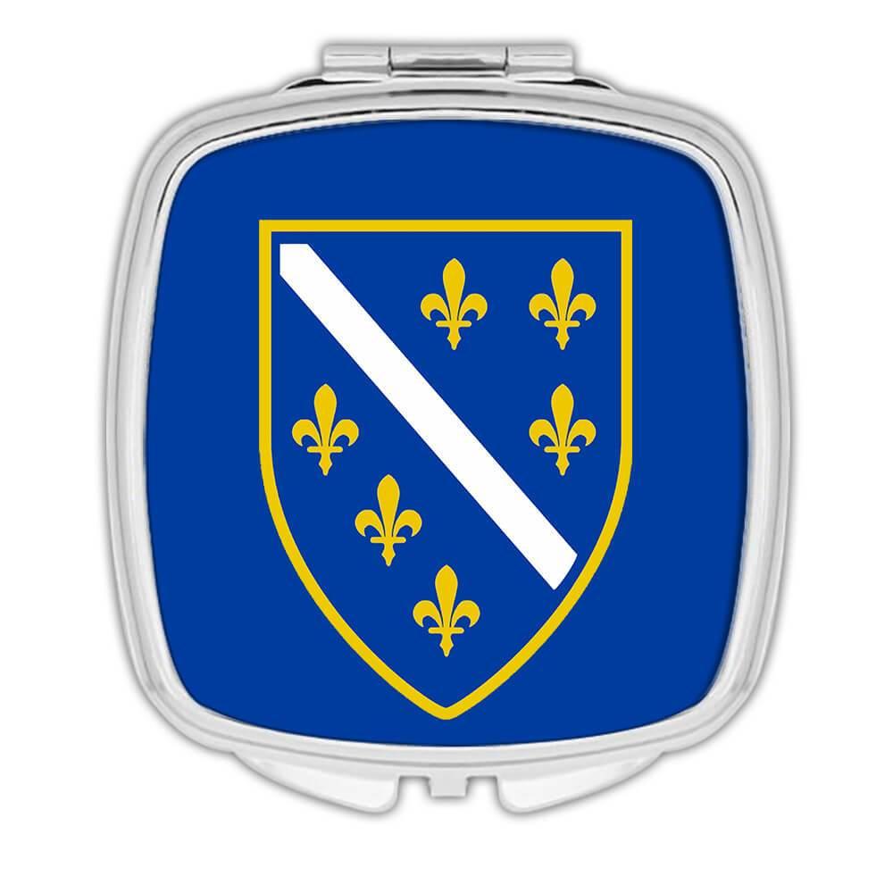 Gift Compact Mirror : Bosnian Crest Flag Bosnia Herzegovina Expat - Picture 3 of 3