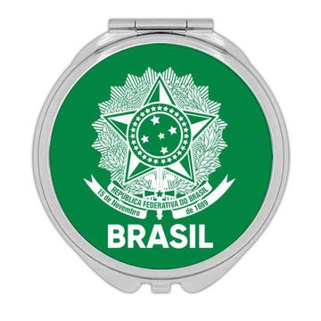 Brazilian Crest : Gift Compact Mirror Flag Brasil Brazil Expat Brasão