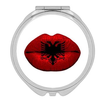 Lips Albanian Flag : Gift Compact Mirror Albania Expat Country For Her Woman Feminine Women Sexy Flags Lipstick