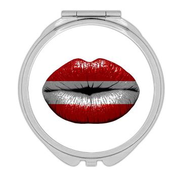 Lips Austrian Flag : Gift Compact Mirror Austria Expat Country For Her Woman Feminine Women Sexy Flags Lipstick
