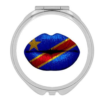 Lips Congolese Flag : Gift Compact Mirror Democratic Republic of the Congo Expat Country