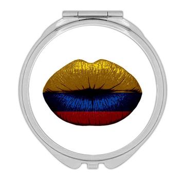Lips Colombian Flag : Gift Compact Mirror Colombia Expat Country