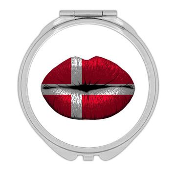 Lips Danish Flag : Gift Compact Mirror Denmark Expat Country For Her Woman Feminine Women Sexy Flags Lipstick