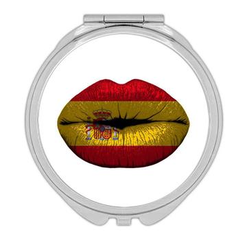 Lips Spanish Flag : Gift Compact Mirror Spain Expat Country For Her Woman Feminine Women Sexy Flags Lipstick