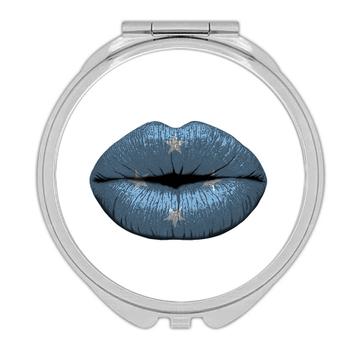 Lips Micronesia Flag : Gift Compact Mirror Federated States Expat Country For Her Women Feminine Souvenir