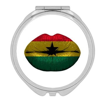 Lips Ghanaian Flag : Gift Compact Mirror Ghana Expat Country For Her Woman Feminine Women Sexy Flags Lipstick