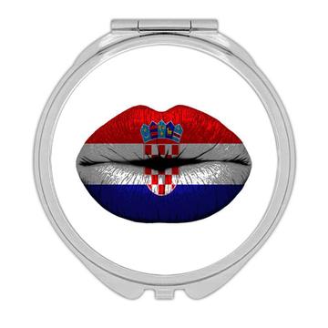 Lips Croatian Flag : Gift Compact Mirror Croatia Expat Country For Her Woman Feminine Women Sexy Flags Lipstick