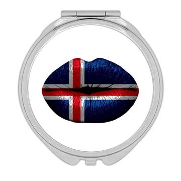 Lips Icelandic Flag : Gift Compact Mirror Iceland Expat Country For Her Woman Feminine Women Sexy Flags Lipstick