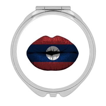 Lips Lao Flag : Gift Compact Mirror Laos Expat Country For Her Women Feminine Lipstick Souvenir Woman