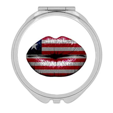 Lips Liberian Flag : Gift Compact Mirror Liberia Expat Country For Her Woman Feminine Women Sexy Flags Lipstick
