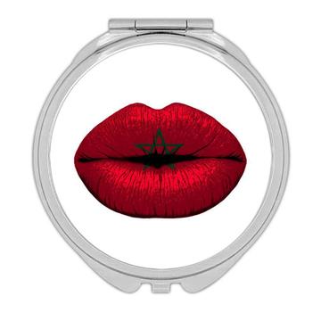 Lips Moroccan Flag : Gift Compact Mirror Morocco Expat Country For Her Woman Feminine Women Sexy Flags Lipstick