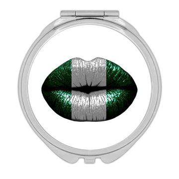 Lips Nigerian Flag : Gift Compact Mirror Nigeria Expat Country For Her Woman Feminine Women Sexy Flags Lipstick