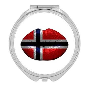 Lips Norwegian Flag : Gift Compact Mirror Norway Expat Country For Her Woman Feminine Women Sexy Flags Lipstick