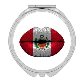 Lips Peruvian Flag : Gift Compact Mirror Peru Expat Country For Her Woman Feminine Women Sexy Flags Lipstick