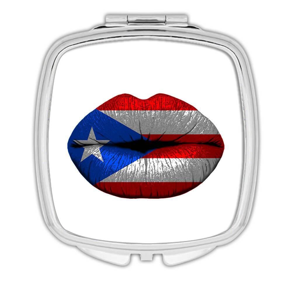 Gift Compact Mirror : Lips Puerto Rican Flag Rico Expat Country - Picture 3 of 3