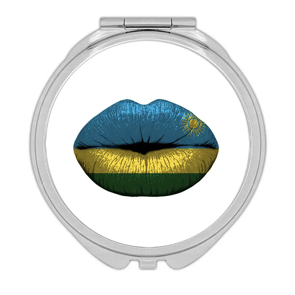 Lips Rwandan Flag : Gift Compact Mirror Rwanda Expat Country For Her Women Sexy Feminine Souvenir