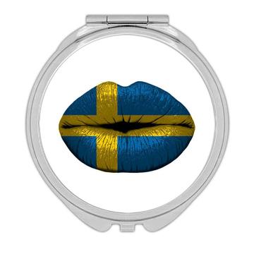 Lips Swedish Flag : Gift Compact Mirror Sweden Expat Country For Her Woman Feminine Women Sexy Flags Lipstick