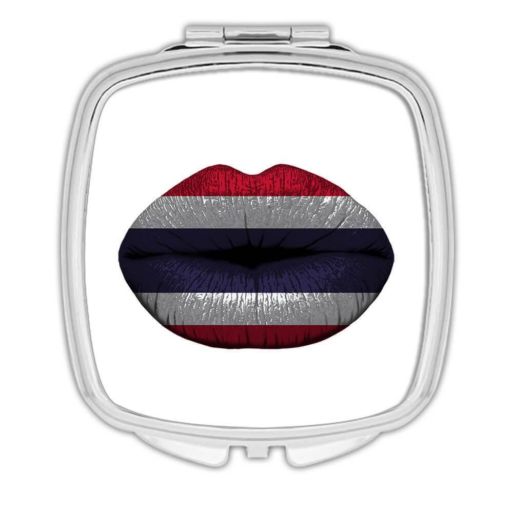 Gift Compact Mirror : Lips Thai Flag Thailand Expat Country For Her Woman - Picture 3 of 3