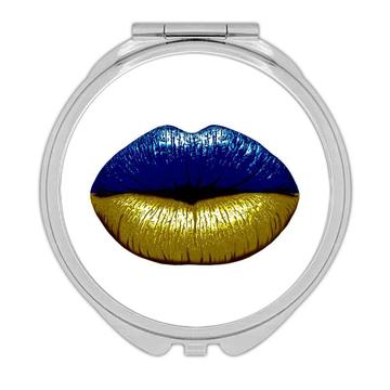 Lips Ukrainian Flag : Gift Compact Mirror Ukraine Expat Country For Her Woman Feminine Women Sexy Flags Lipstick