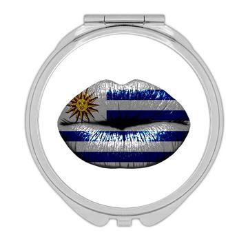 Lips Uruguayan Flag : Gift Compact Mirror Uruguay Expat Country For Her Woman Feminine Women Sexy Flags Lipstick