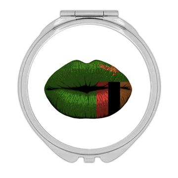 Lips Zambian Flag : Gift Compact Mirror Zambia Expat Country For Her Woman Feminine Souvenir Sexy