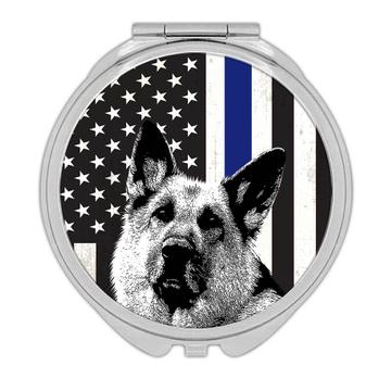 Police K-9 German Shepherd : Gift Compact Mirror USA Flag Blue Thin Line Dog America