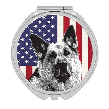 German Shepherd Sepia USA Flag : Gift Compact Mirror Dog Pet K-9 United Police America