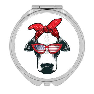 Funny Cow Face : Gift Compact Mirror USA Glasses American Fashion Animal Cute Best Friend