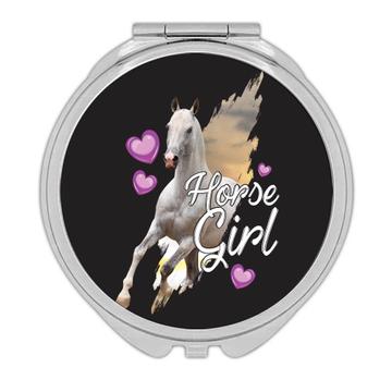For Horse Girl : Gift Compact Mirror Birthday Hearts Best Friend Animal Lover Rider Running