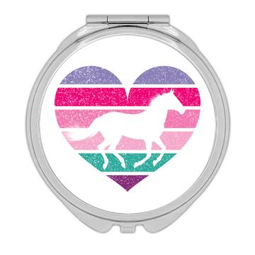 Horse Silhouette Heart : Gift Compact Mirror Rainbow For Animal Lover Best Friend Girl Colors