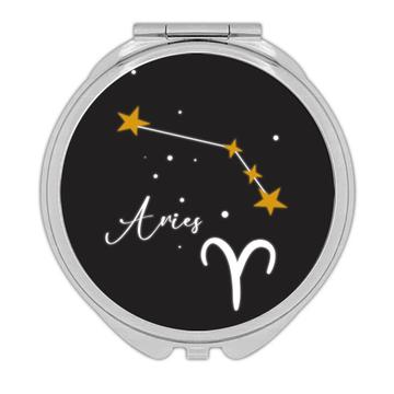 Aries Constellation : Gift Compact Mirror Zodiac Sign Astrology Horoscope Happy Birthday Stars