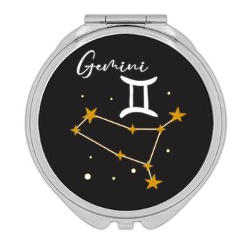 Gemini Constellation : Gift Compact Mirror Zodiac Sign Astrology Horoscope Birthday Twins Cute