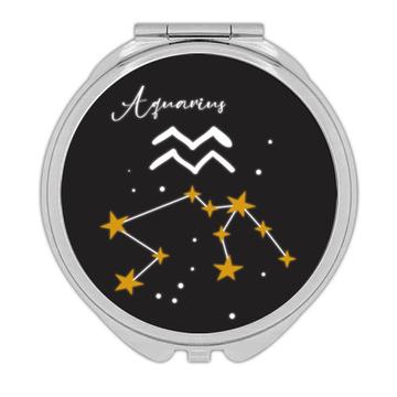 Aquarius Constellation : Gift Compact Mirror Zodiac Sign Horoscope Astrology Birthday Stars