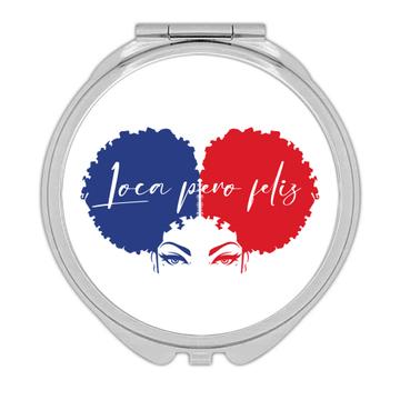 Loca Pero Feliz Cuban Saying : Gift Compact Mirror Cuba Spanish Quote Girl African American Hair