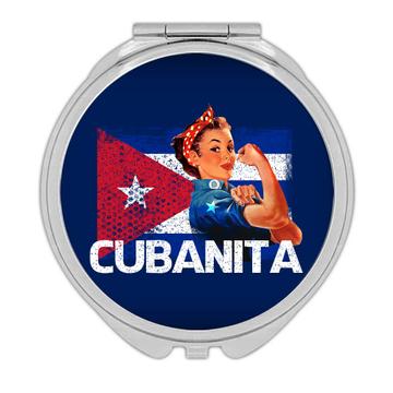 Cuban Woman Cubanita : Gift Compact Mirror Cuba Flag Patriotic Independence Vintage Retro Art