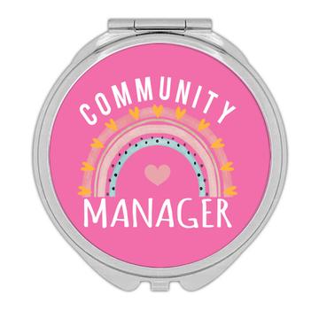 For Best Community Manager : Gift Compact Mirror Cute Art Print Hearts Occupation Stripes