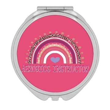 For Aerobics Instructor : Gift Compact Mirror Personal Trainer Feminine Art Animal Print Stripes