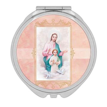 Virgin Mary with Jesus : Gift Compact Mirror Dove Catholic Religious Saint Mother of God