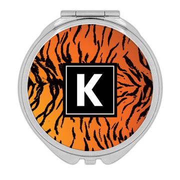 Tiger Animal Print : Gift Compact Mirror Orange Fashion Pattern For Her Feminine Modern