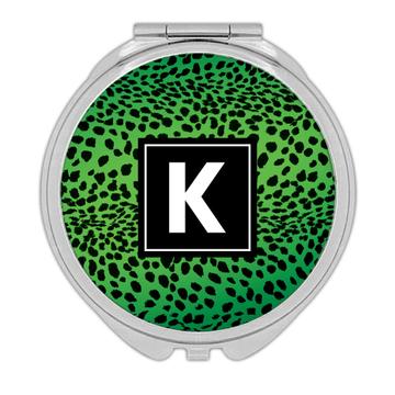 Cheetah Animal Print : Gift Compact Mirror Green Fashion Pattern For Her Feminine Modern