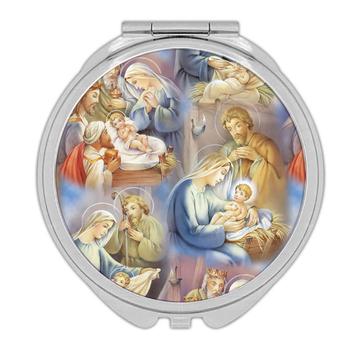 Christmas Nativity Holy Family : Gift Compact Mirror Baby Jesus Miracle Magi Three Men Religious Art