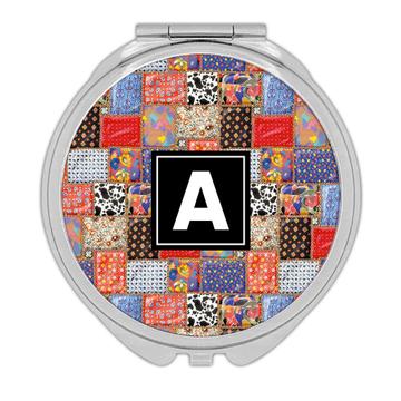Vintage Patchwork Pattern : Gift Compact Mirror For Kid Child Blanket Fabric Print Handmade Cute