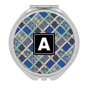 Cute Tartan Pattern : Gift Compact Mirror Seamless Abstract Checkered Fabric For Father Dad Grandpa