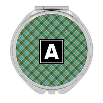 Squared Pattern Tartan : Gift Compact Mirror Seamless Abstract Checkered Fabric For Him Masculine